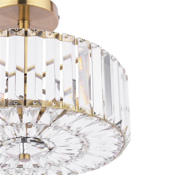 (image for) Laura Ashley Fernhurst 3 Light Semi-Flush Crystal and Antique Brass